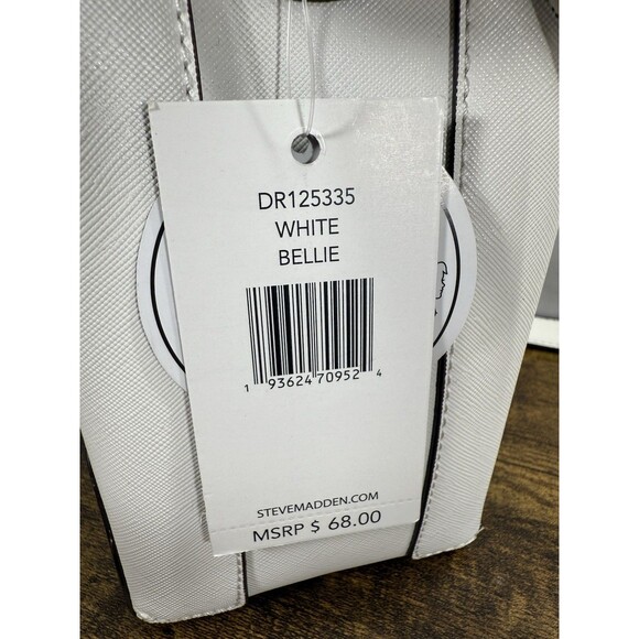 STEVE MADDEN Bellie Bucket White Shoulder Bag/Purse Detachable Strap Scarf - Picture 14 of 16